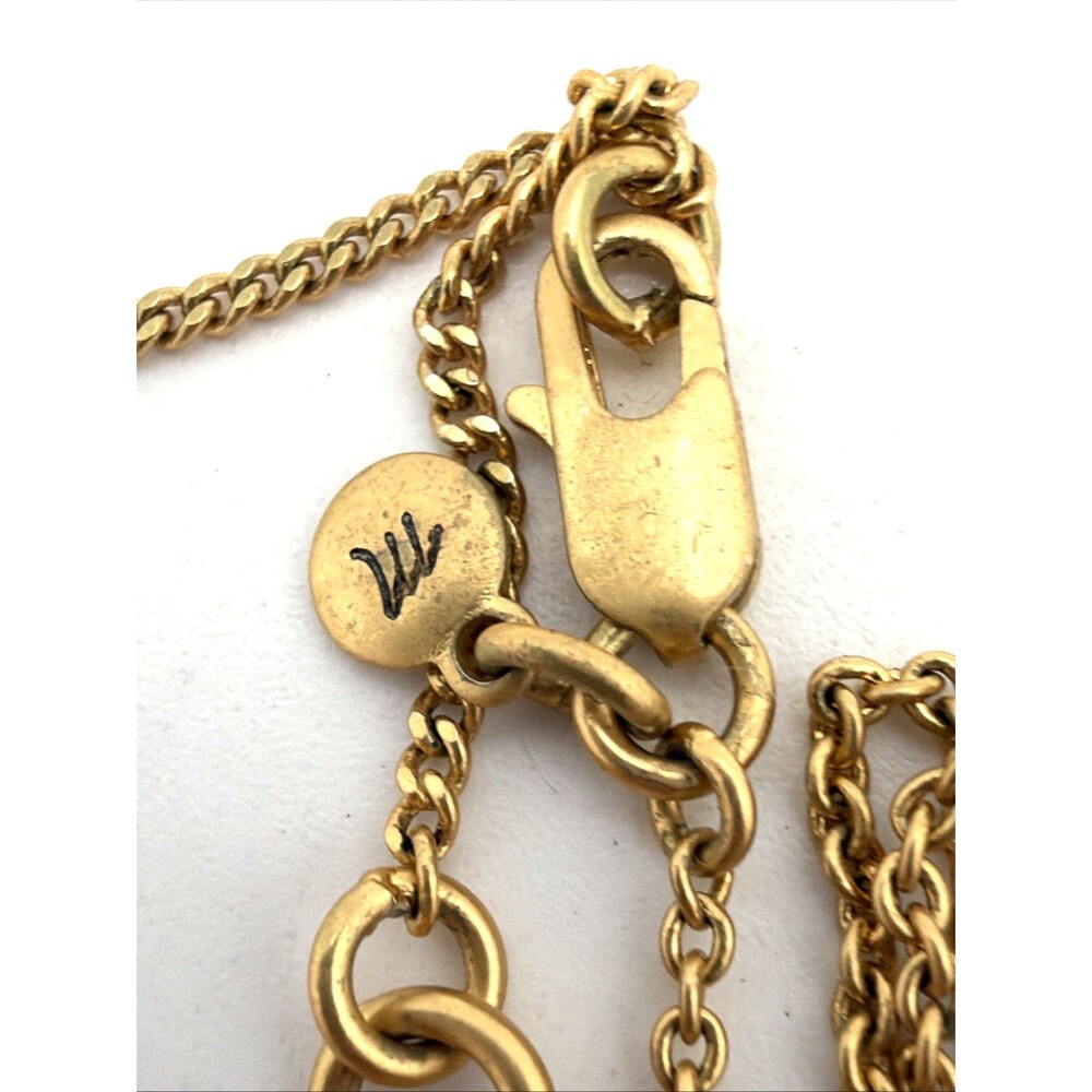 MADEWELL Crescent Moon Necklace Gold Tone Pendant Charm Statement 26" to 29" - Picture 6 of 8